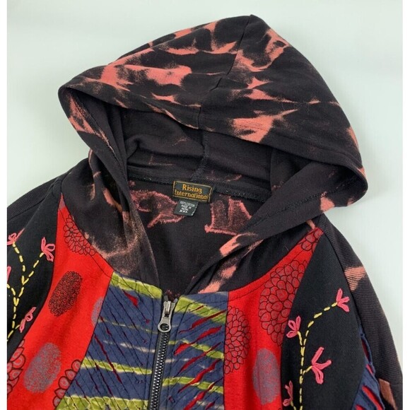 Rising International Full Zip Hoodie Lightweight Cotton Floral Embroidered XXL - Picture 10 of 14